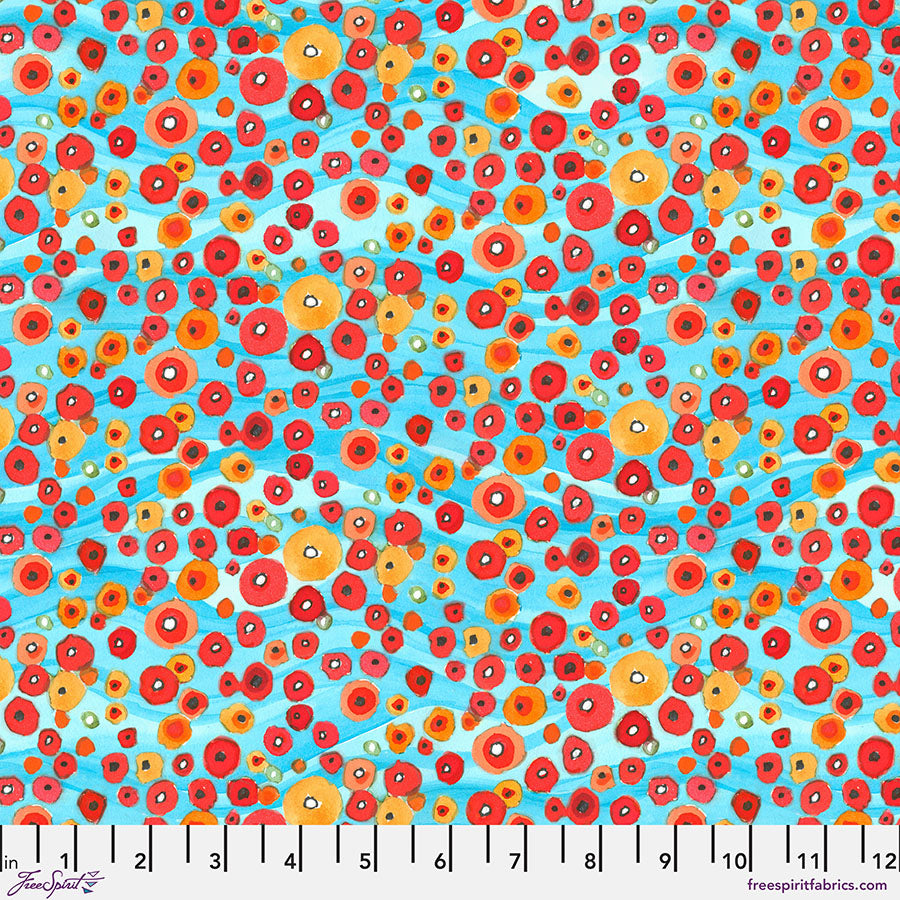 Sisters Mountain Meadow Quilt Fabric - Plenty of Poppies in Crimson - PWKD006.CRIMSON