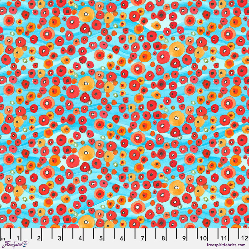 Sisters Mountain Meadow Quilt Fabric - Plenty of Poppies in Crimson - PWKD006.CRIMSON