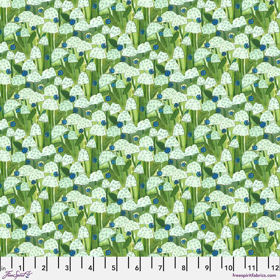 Sisters Mountain Meadow Quilt Fabric - Wild Yarrow in Lace White/Green - PWKD008.LACE