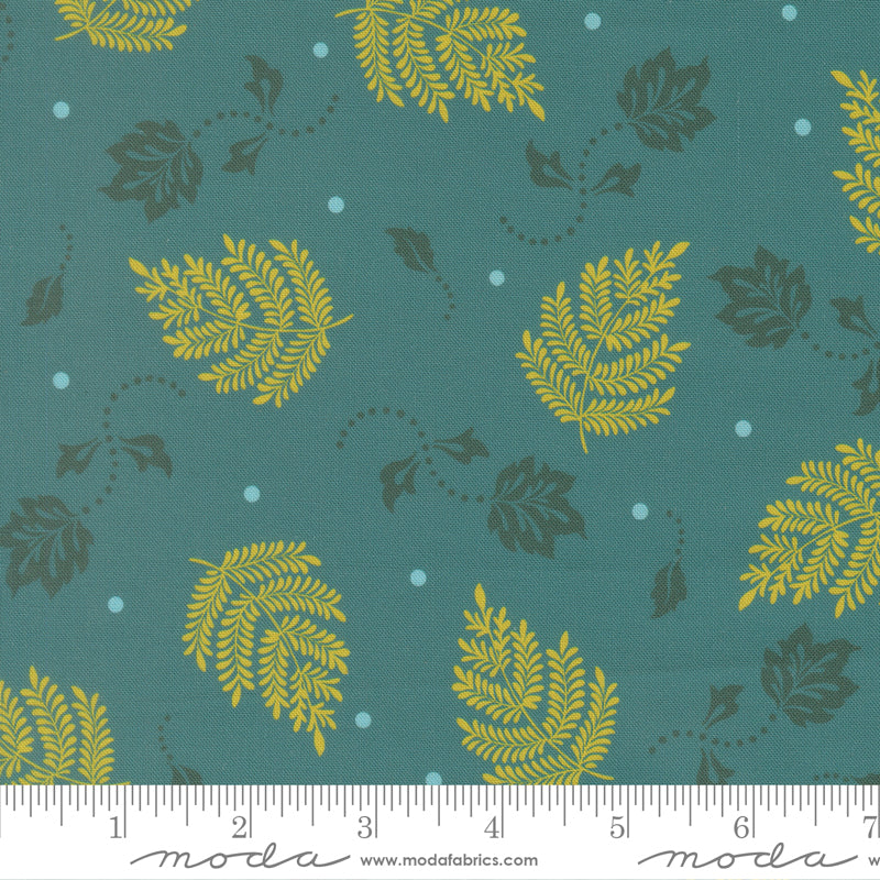 Sitara Quilt Fabric - Paisley Leaf in Lagoon Teal - 11986 15