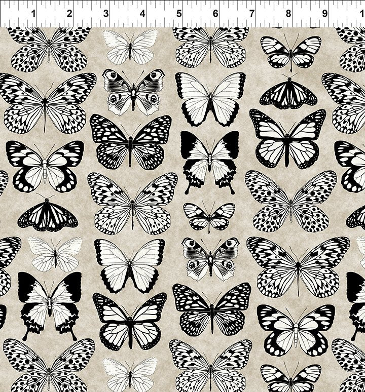 Sketchbook Prints Quilt Fabric - Butterflies in Sand - 6SK 1