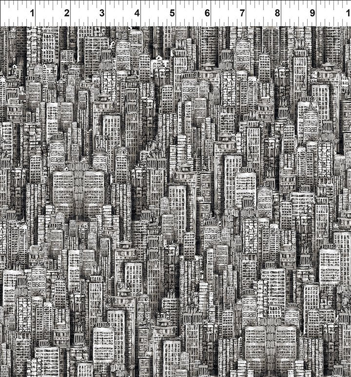 Sketchbook Prints Quilt Fabric - City in Taupe - 5SK 1