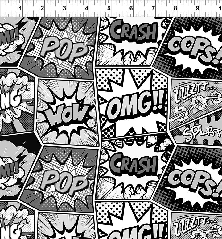Sketchbook Prints Quilt Fabric - Comics in Gray - 7SK 1