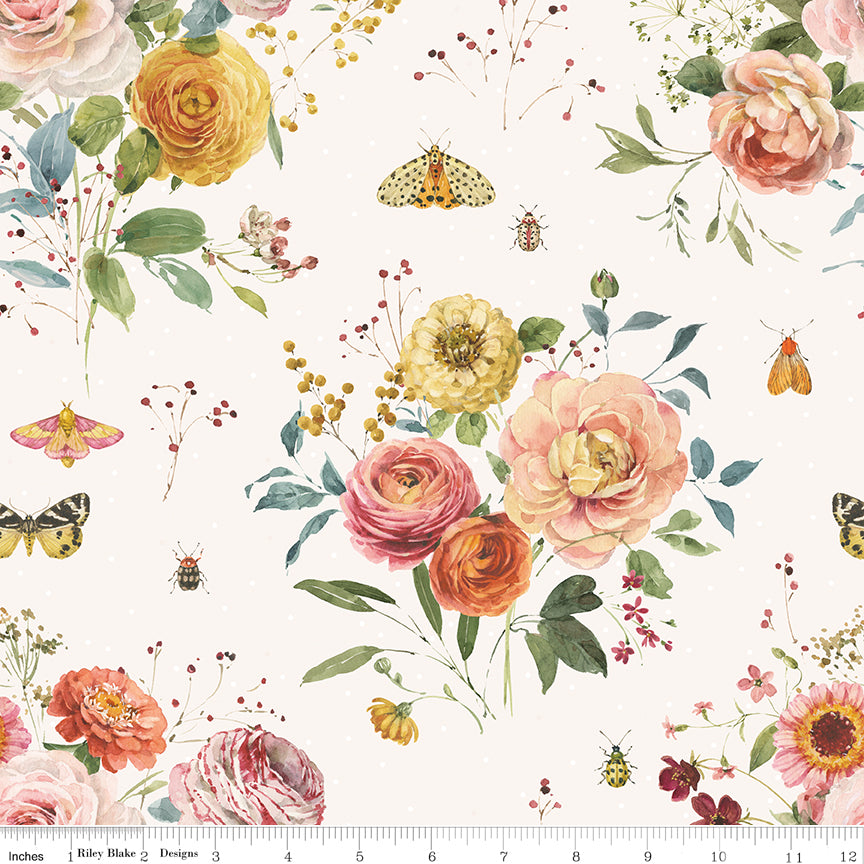 Sketchbook Quilt Fabric - Main in Cream - CD17520-CREAM