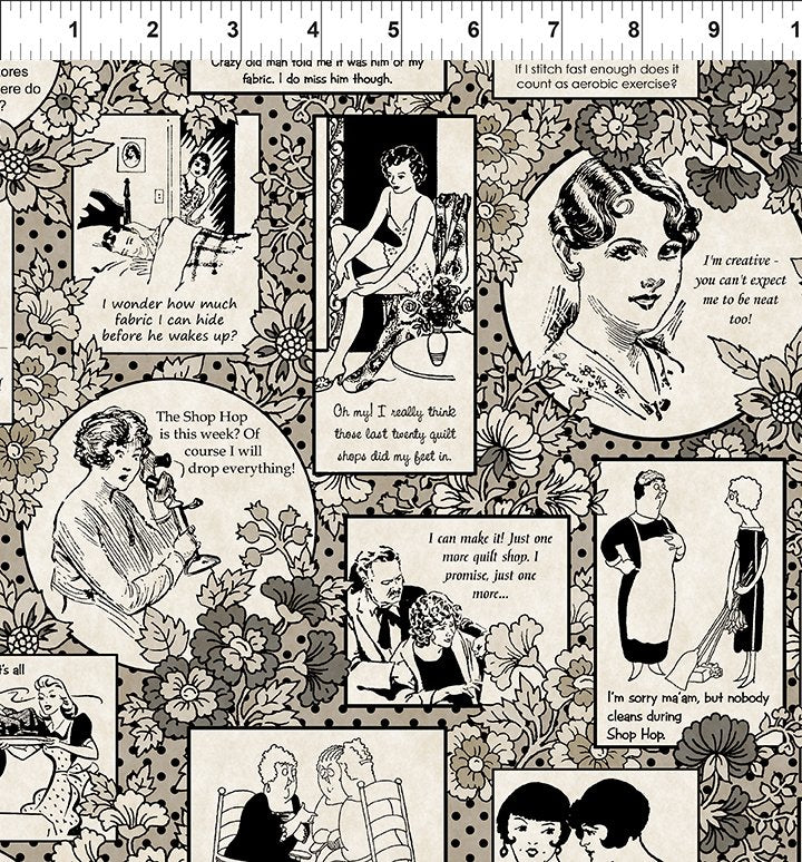 Sketchbook Prints Quilt Fabric - Sayings in Beige - 1SK 1