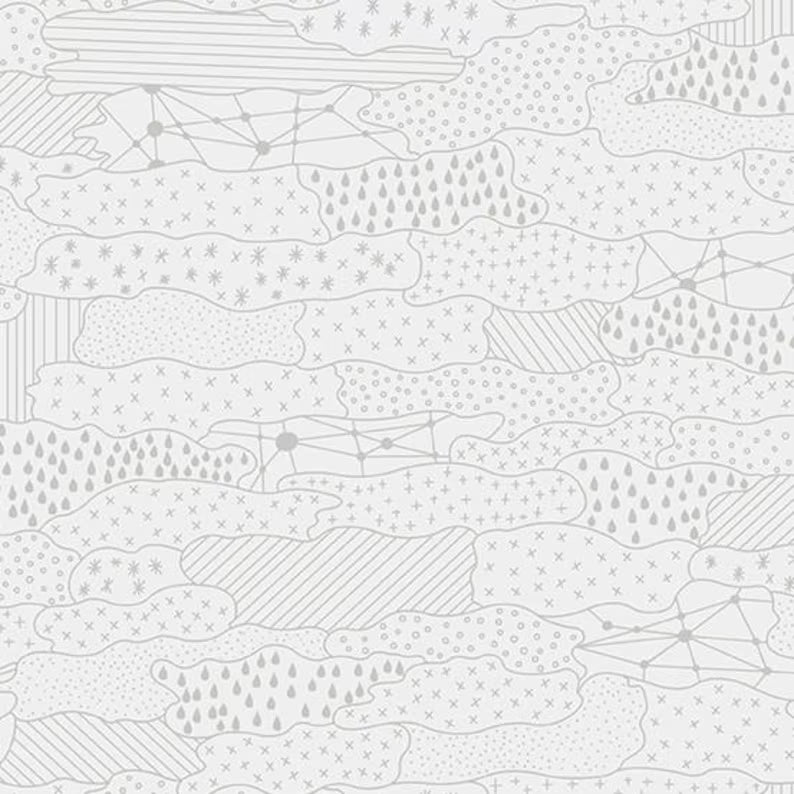 Skygazing Quilt Fabric by Giucy Giuce - Quilted Cloud in Gray  - A-434-C