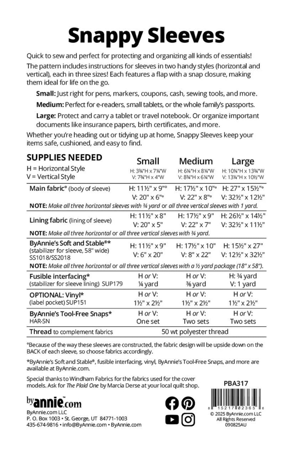 Snappy Sleeves Pattern from By Annie - PBA317