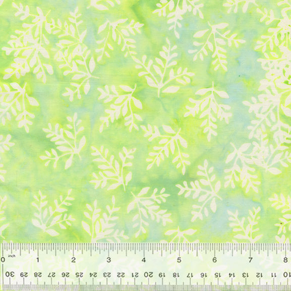 Soft Spring Batik Quilt Fabric - Fern Leaves in Mint Green - 3403Q-X