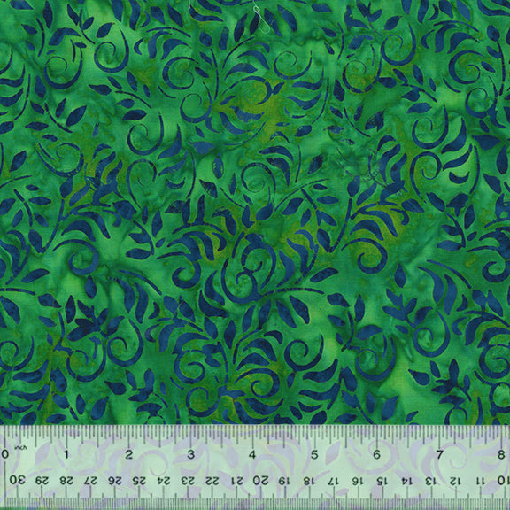 Soft Spring Batik Quilt Fabric - Vines in Emerald Green - 3395Q-X