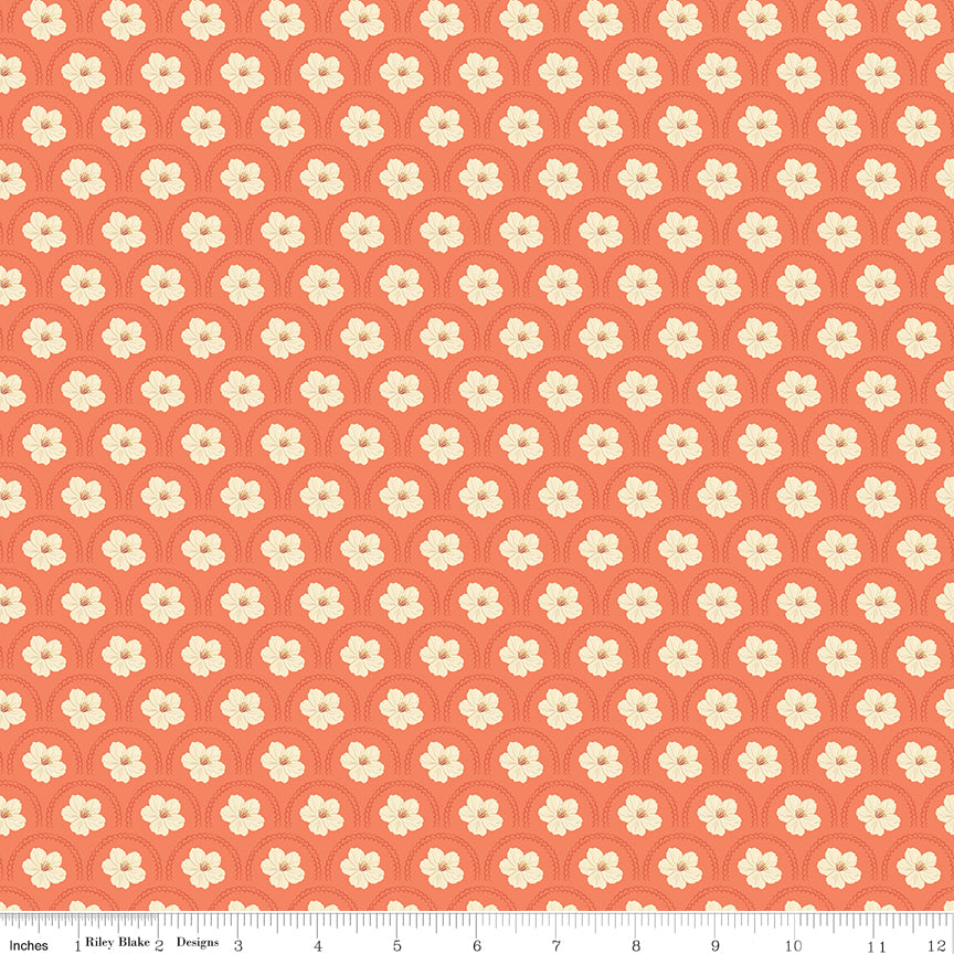 Southern Charm Quilt Fabric - Peach Blossoms in Rouge Orange - C17441-ROUGE