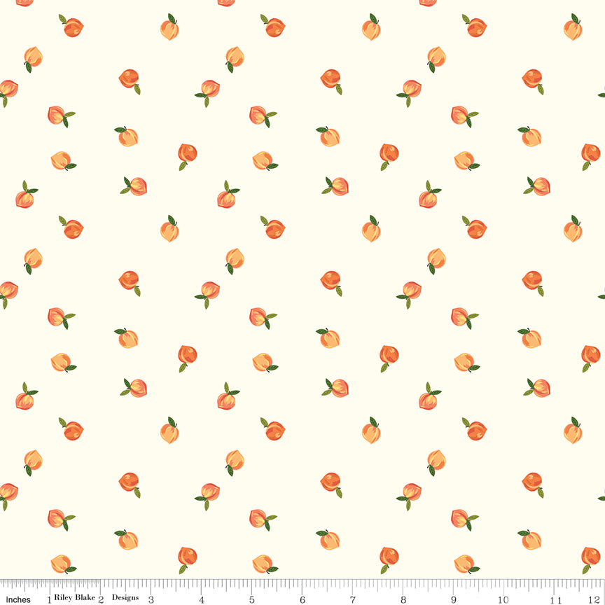 Southern Charm Quilt Fabric - Peaches in Cloud Cream - C17442-CLOUD