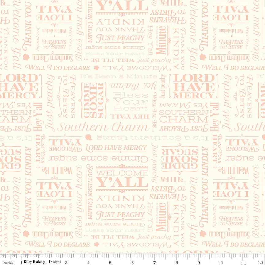 Southern Charm Quilt Fabric - Text in Cloud Cream - C17443-CLOUD