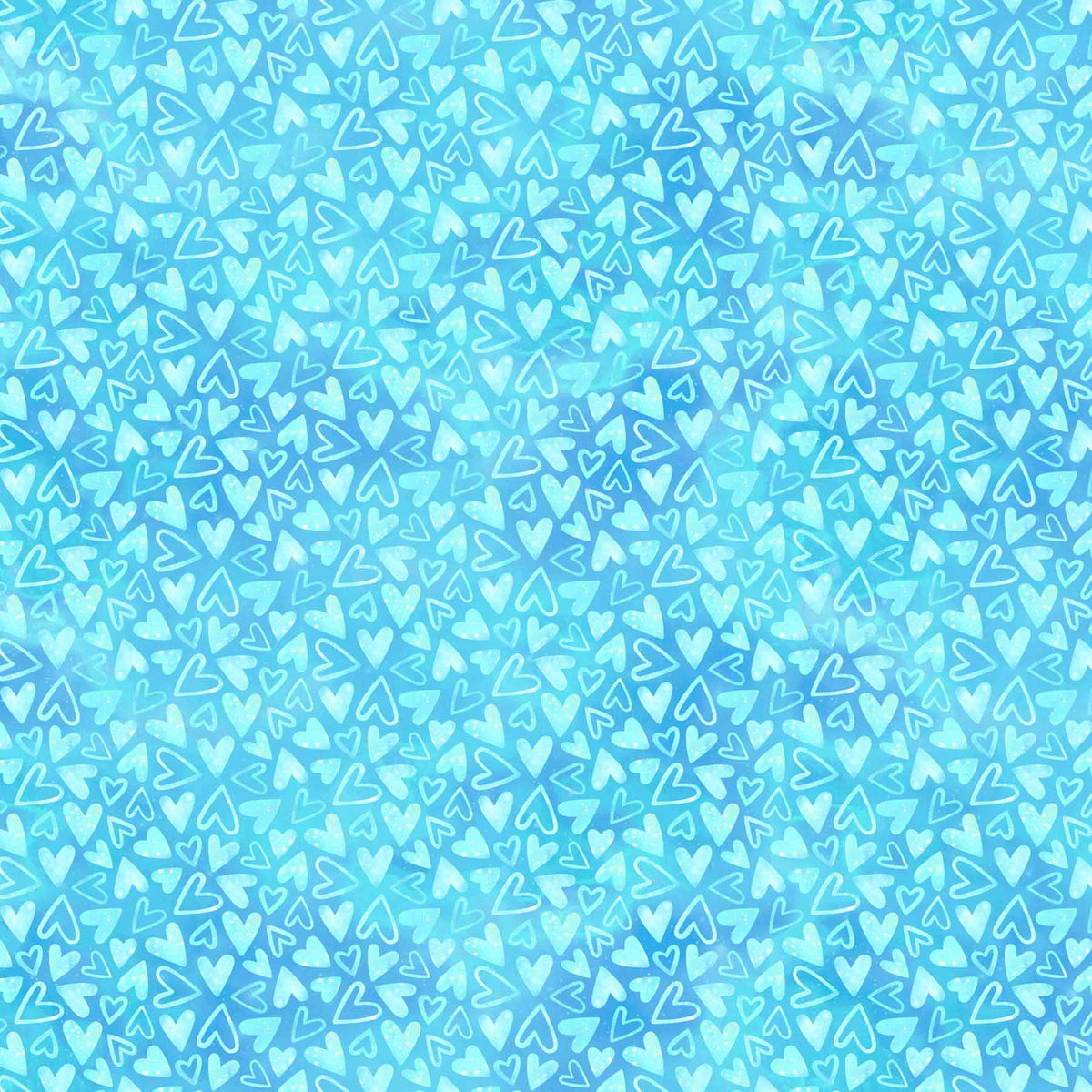 Sparkle Magic Quilt Fabric - Hearts in Blue - 27642-43