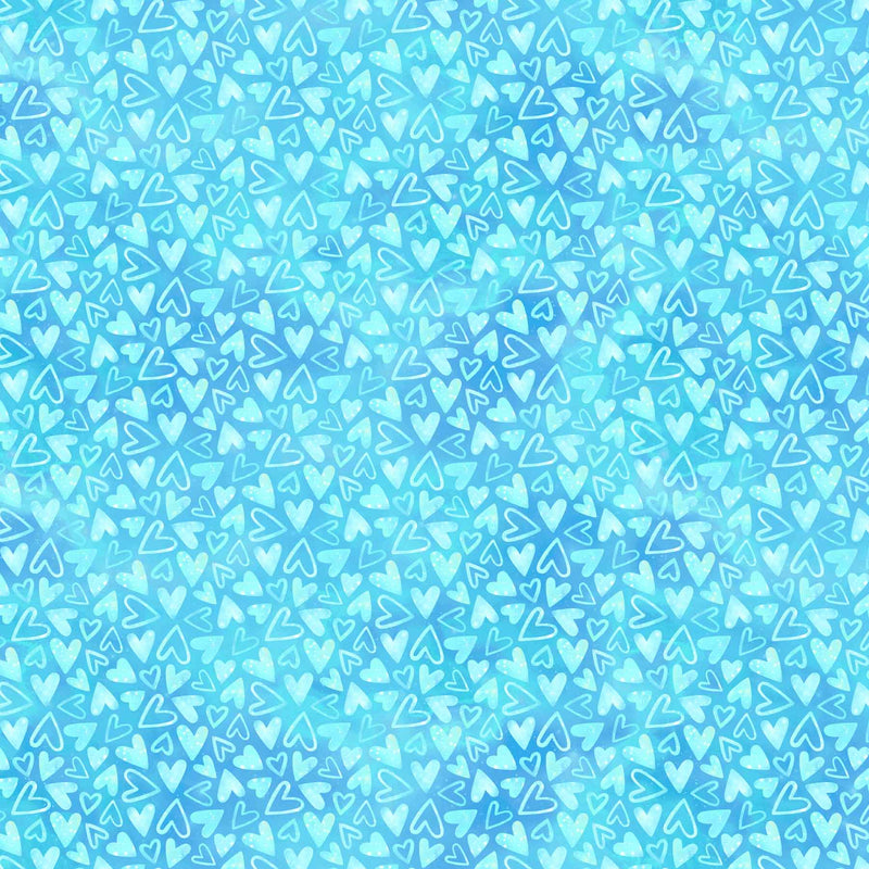 Sparkle Magic Quilt Fabric - Hearts in Blue - 27642-43