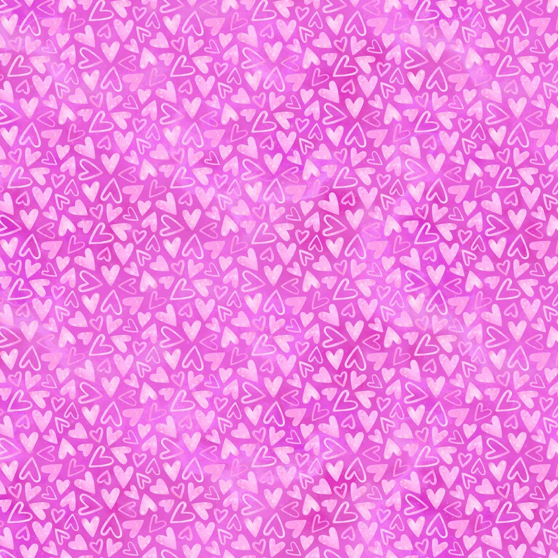 Sparkle Magic Quilt Fabric - Hearts in Pink - 27642-23