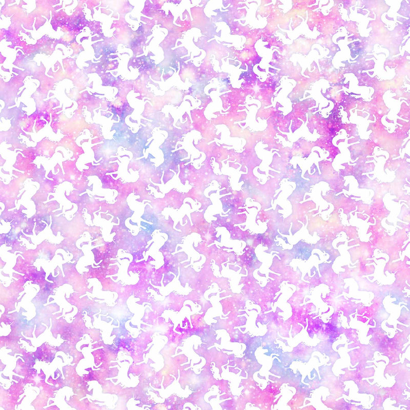 Sparkle Magic Quilt Fabric - Unicorn Toss Dark in Pink/Multi - 27644-22
