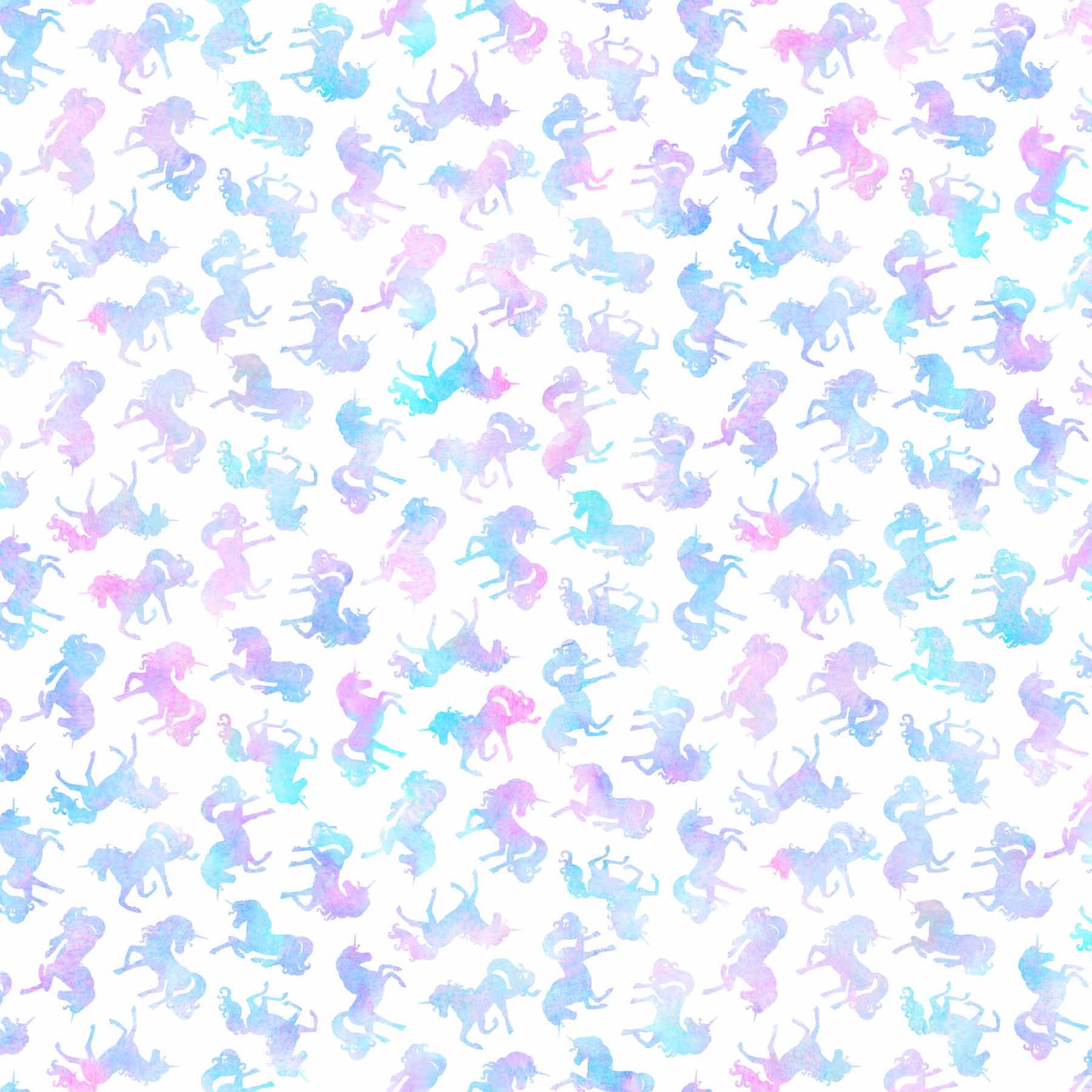 Sparkle Magic Quilt Fabric - Unicorn Toss Light in White/Multi - 27639-10