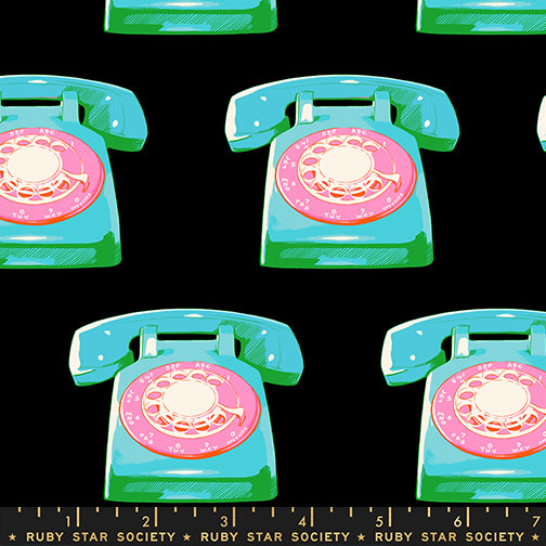 Sparkle Mart Quilt Fabric by Ruby Star Society - Telephones in Black - RSS0121 18