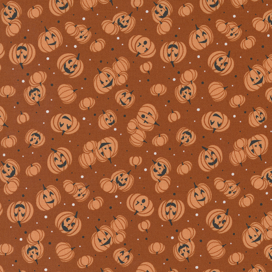 Spellbound Quilt Fabric - Bootiful Grins Pumpkins in Spice Orange - 43144 14