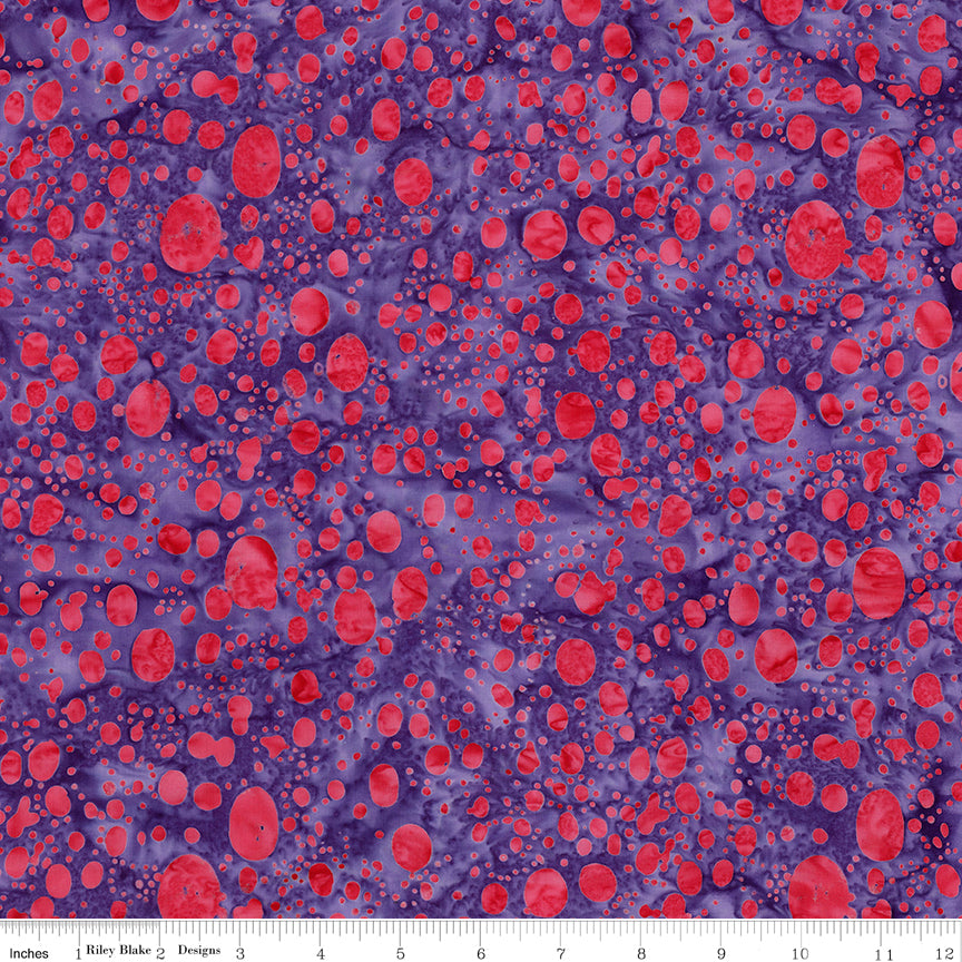 Splatter Expressions Batiks Quilt Fabric - Dots in Splash of Grenadine Purple - BT23394-183
