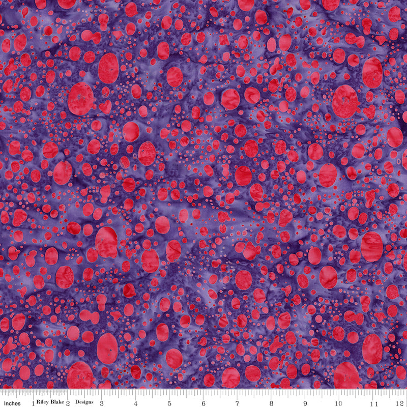 Splatter Expressions Batiks Quilt Fabric - Dots in Splash of Grenadine Purple - BT23394-183