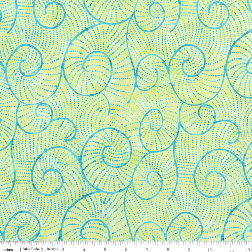 Splatter Expressions Batiks Quilt Fabric - Shell Curve in Winter Mint Green - BT23393-280