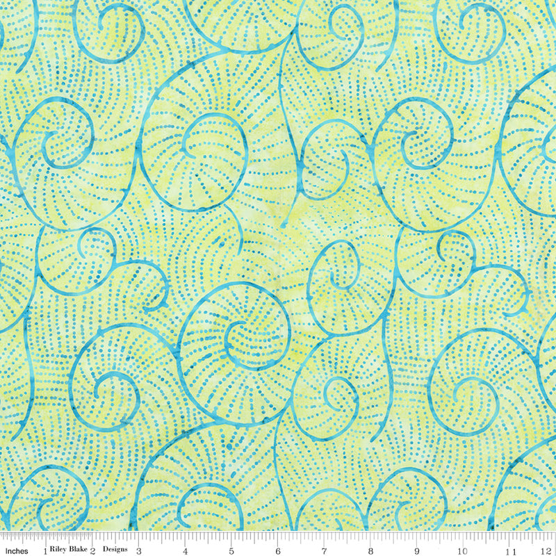 Splatter Expressions Batiks Quilt Fabric - Shell Curve in Winter Mint Green - BT23393-280
