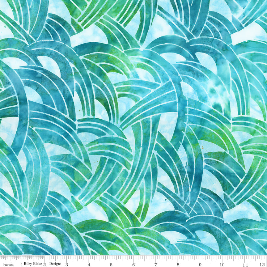 Splatter Expressions Batiks Quilt Fabric - Wave Texture in Pool Party Aqua - BT23391-282