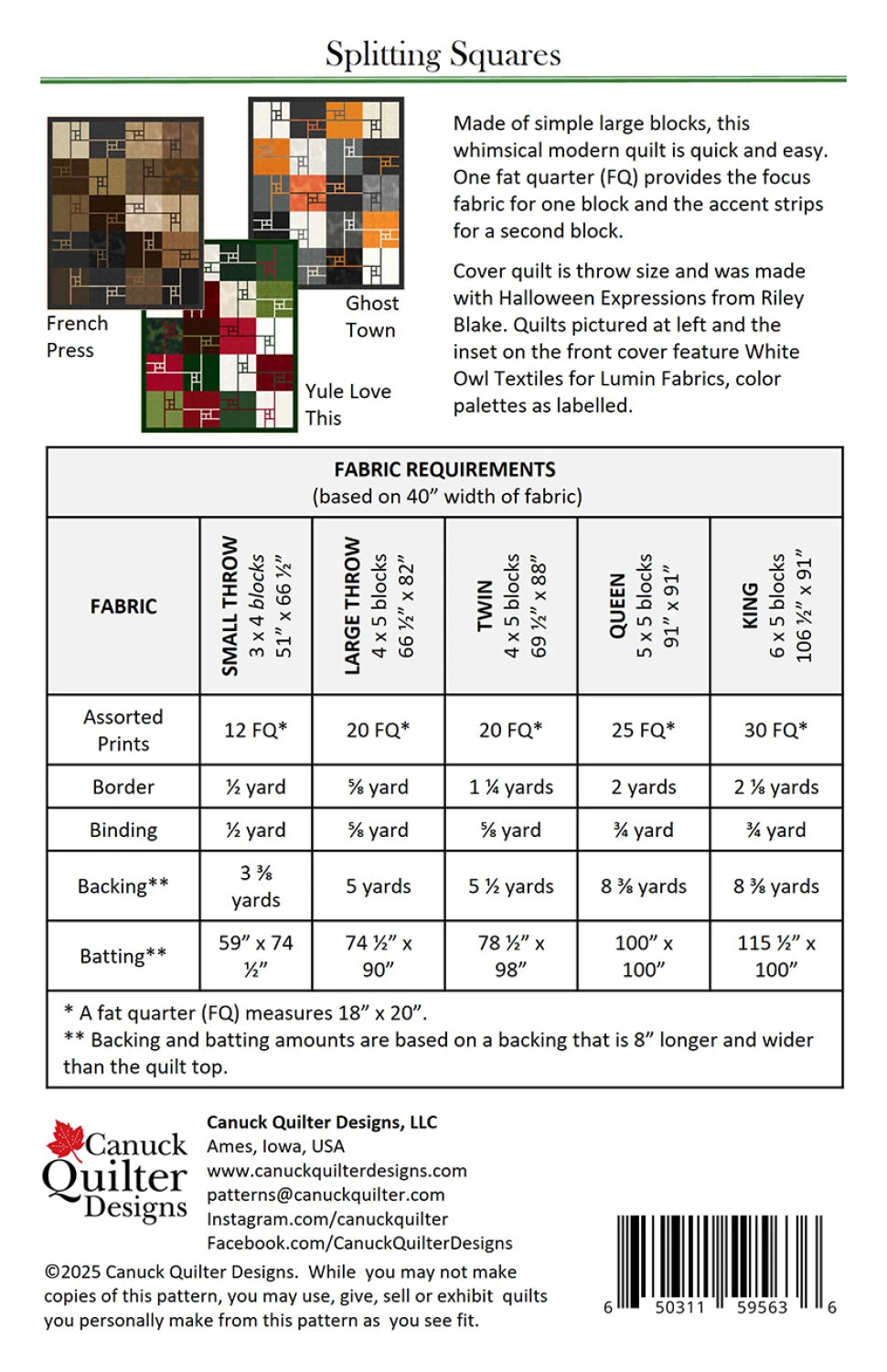 Splitting Squares Quilt Pattern - CQ5636