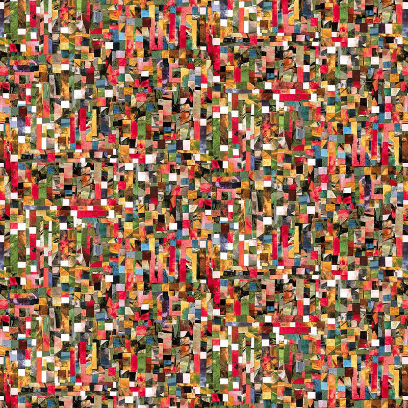 Spread the Word Quilt Fabric - Abstract Geo in Green/Multi - 4198-66