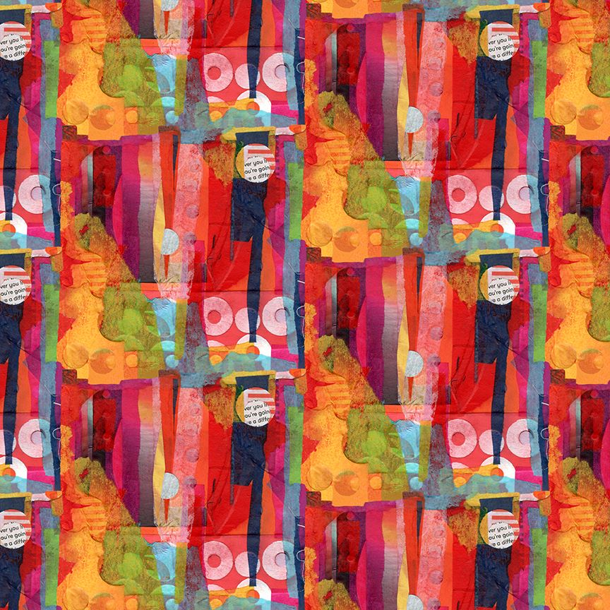 Spread the Word Quilt Fabric - Abstract Shapes in Red/Multi - 4204-88