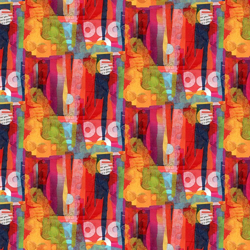 Spread the Word Quilt Fabric - Abstract Shapes in Red/Multi - 4204-88
