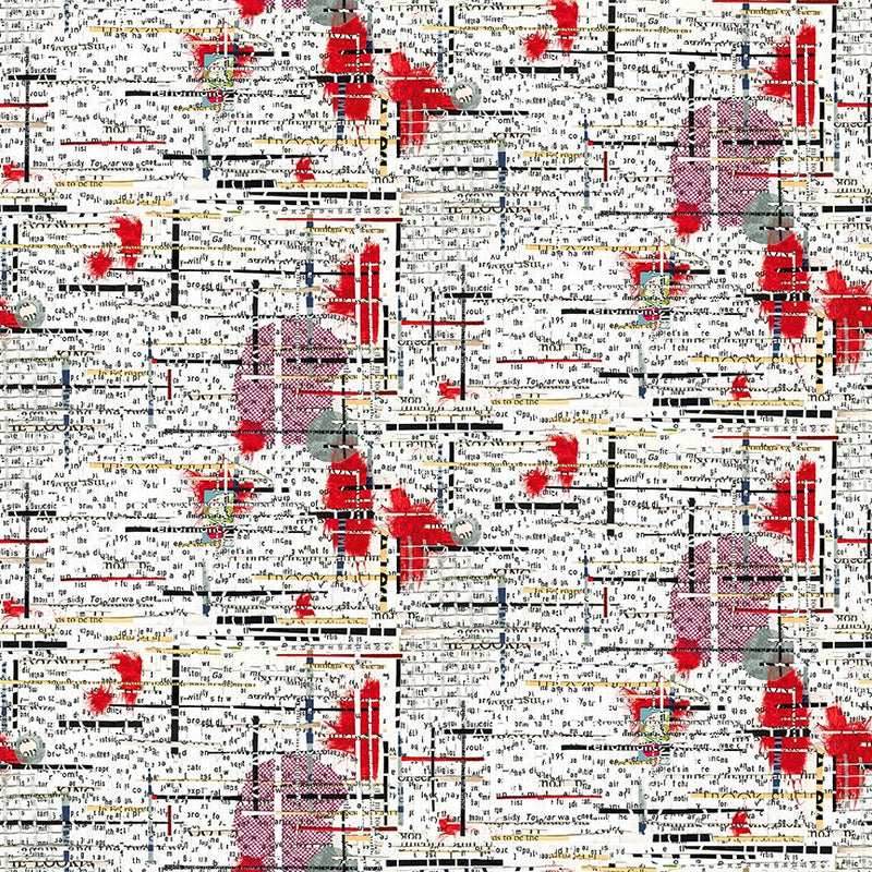 Spread the Word Quilt Fabric - Partial Letters and Words in White/Multi - 4200-01