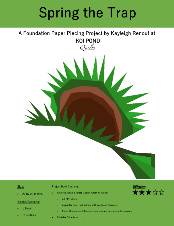 Spring The Trap (Small Venus Fly Trap) Quilt Pattern