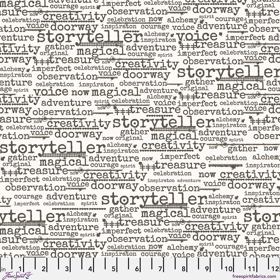 Stamped Quilt Fabric - Wordster in Paper - PWSE044.PAPER