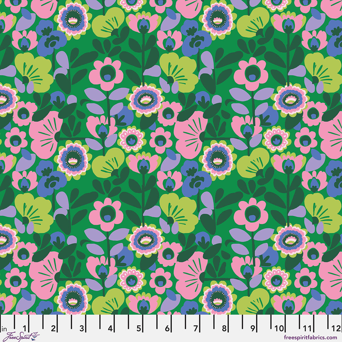 Stannie and Lloyd Quilt Fabric - Cucumber Sandwich in Basil Green - PWAE010.BASIL