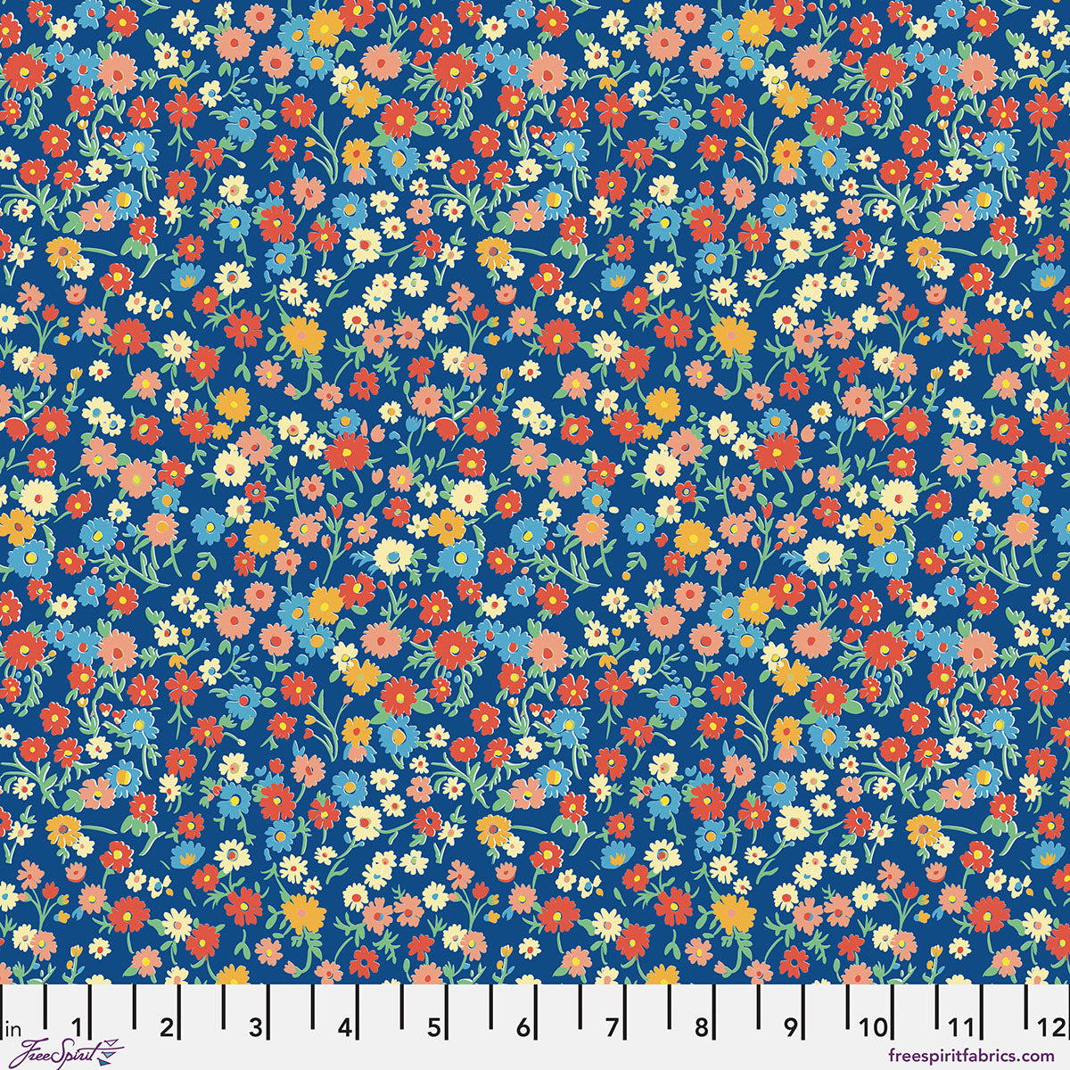 Stannie and Lloyd Quilt Fabric - Curtsey and Clover in Dusk Blue - PWAE005.DUSK