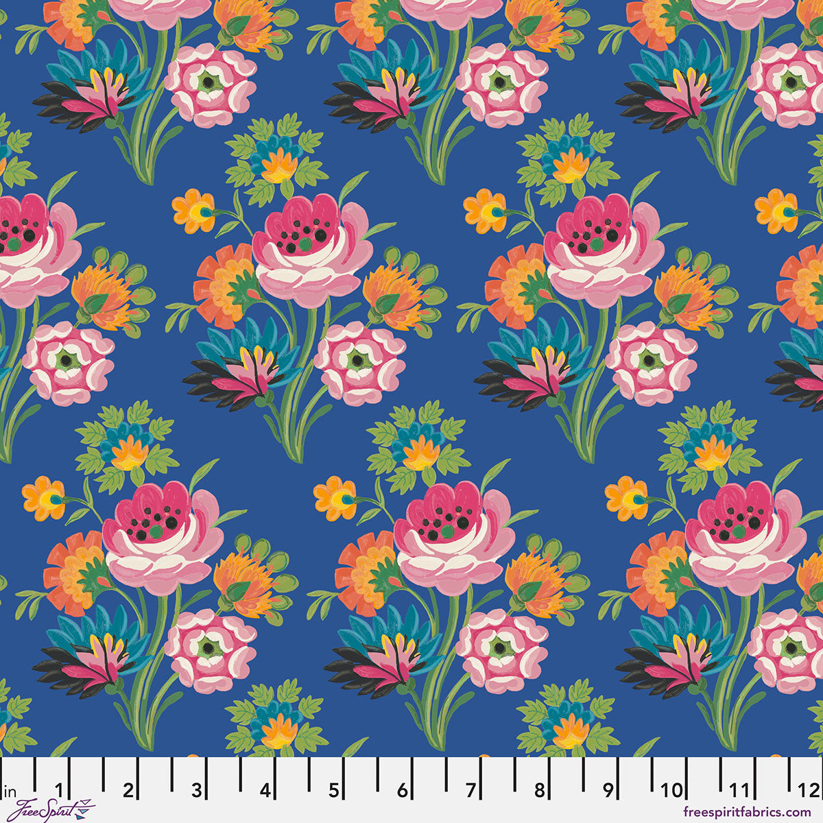 Stannie and Lloyd Quilt Fabric - Spilled Tea in Delft Blue - PWAE008.DELFT