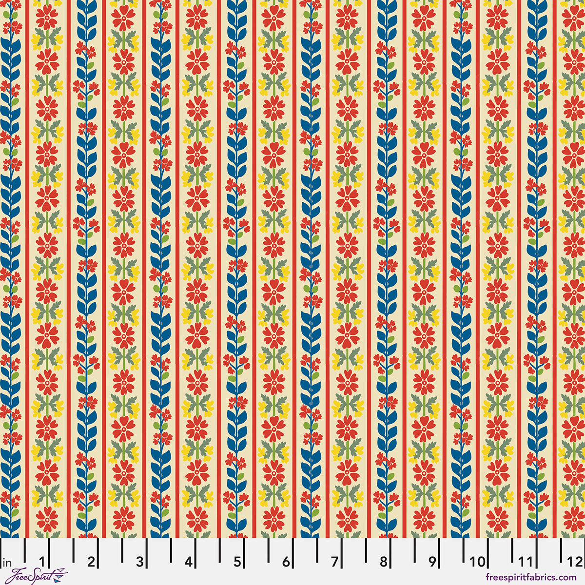 Stannie and Lloyd Quilt Fabric - Stripe in Tea Multi - PWAE015.TEA