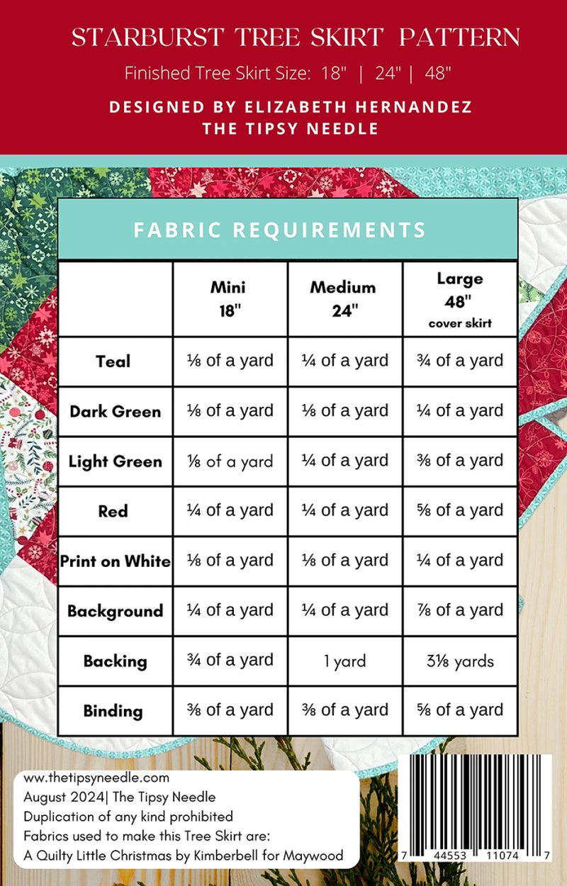 Starburst Christmas Tree Skirt Pattern - TTN-134