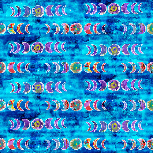 Stargazer Quilt Fabric - Moon Phases in Blue - 21640-BLU