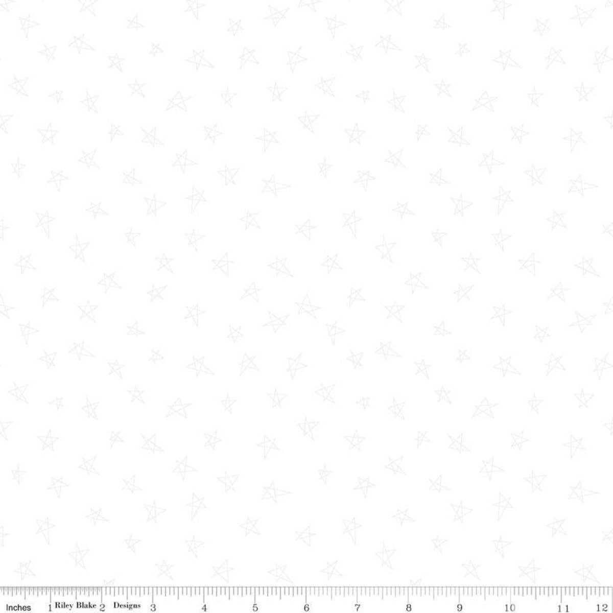 Stars Tone on Tone Quilt Fabric - White  - C219 Stars Tone on Tone