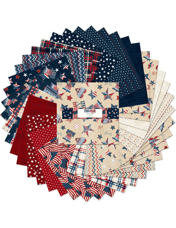 Stars of Valor Quilt Fabric - 10 Karat Crystals - set of 42 10" squares - 518-849-518
