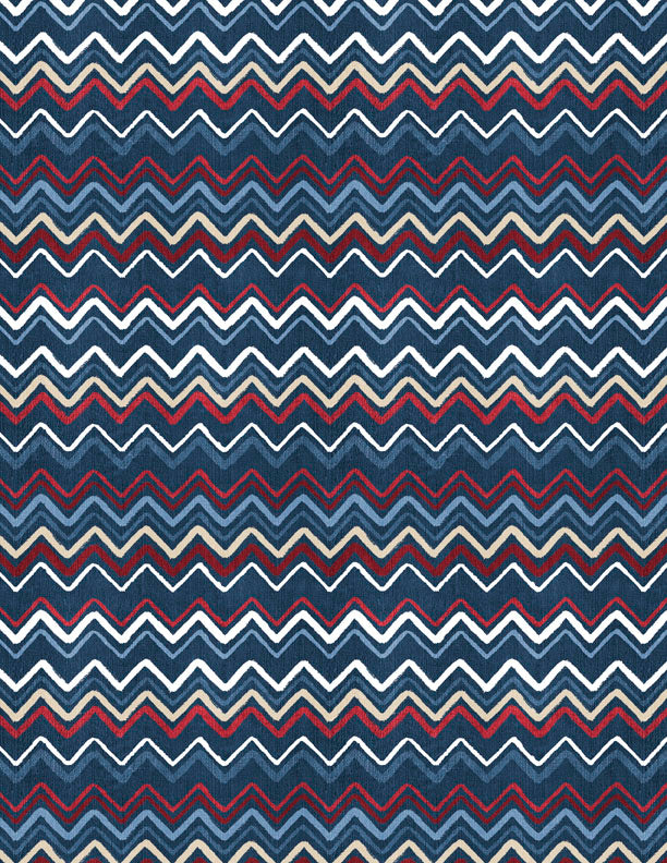 Stars of Valor Quilt Fabric - Chevrons All Over in Navy Blue - 3028 30087 431