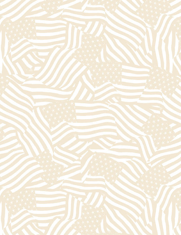 Stars of Valor Quilt Fabric - Flag Texture All Over in Cream - 3028 30091 212