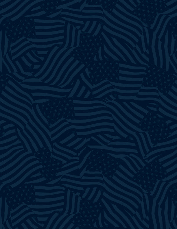 Stars of Valor Quilt Fabric - Flag Texture All Over in Navy Blue - 3028 30087 431