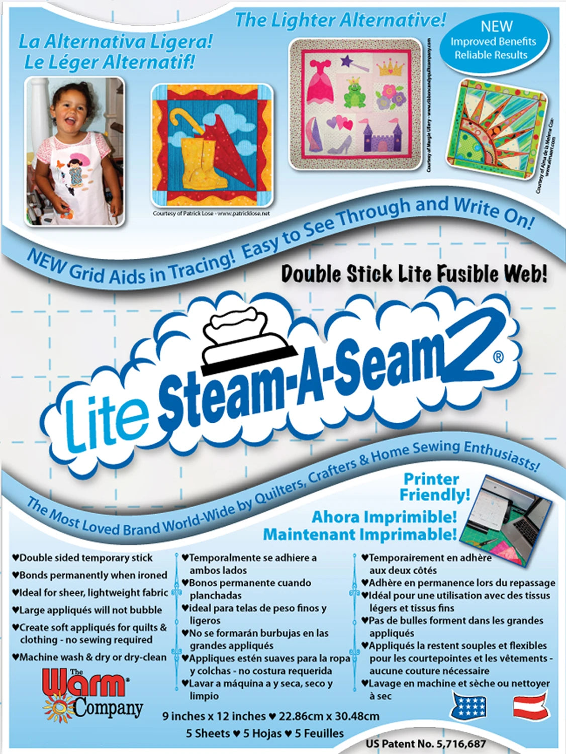Steam-A-Seam 2 Lite Fusible 9"x12" Packet - 5417WNN