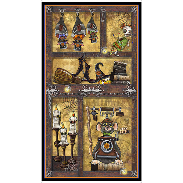 Steampunk Halloween 2 Quilt Fabric - Panel in Brown/Multi - 1649 29597 A - SOLD AS A 24" PANEL