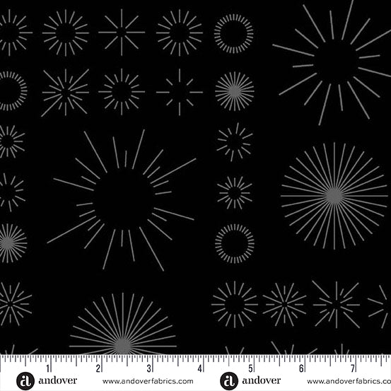 Still Quilt Fabric by Libs Elliott - Bursts in Black - A-1347-K