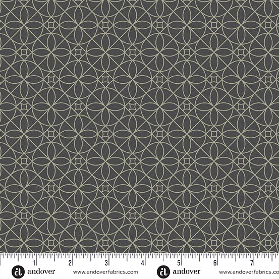 Still Quilt Fabric by Libs Elliott - Cosmic Cactus Flower in Black - A-1349-K